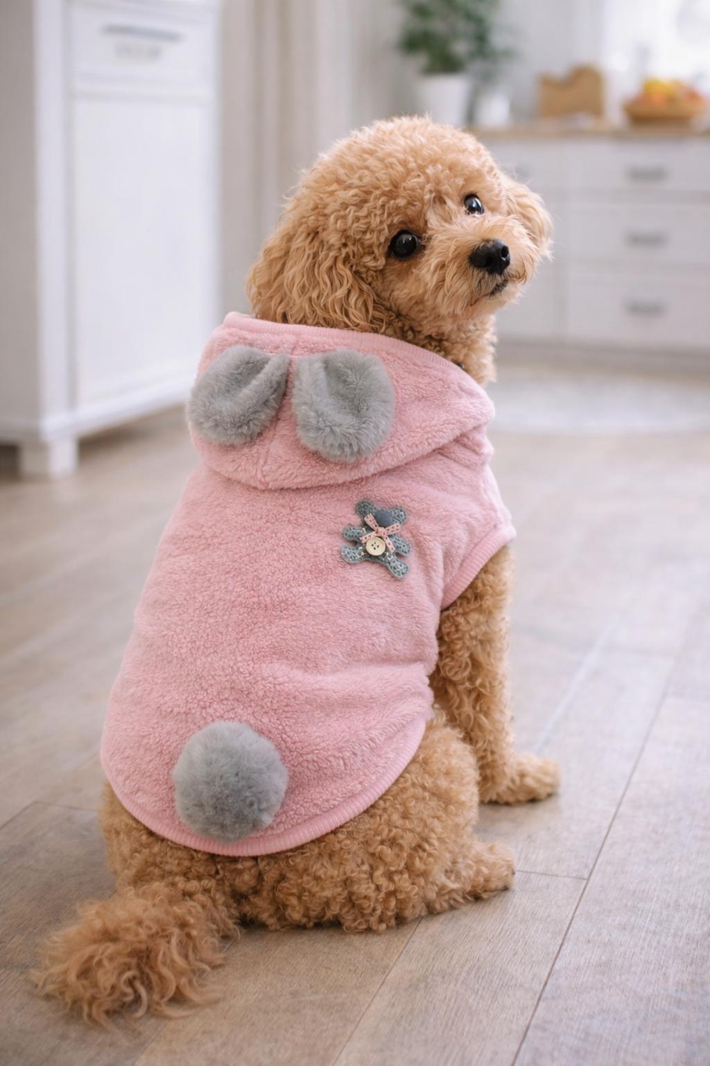 Gedyco Powder Pink Premium Peluş Orta Irk Köpek Sweatshirtü (8 kg-20 kg arası köpeklere uygundur)
