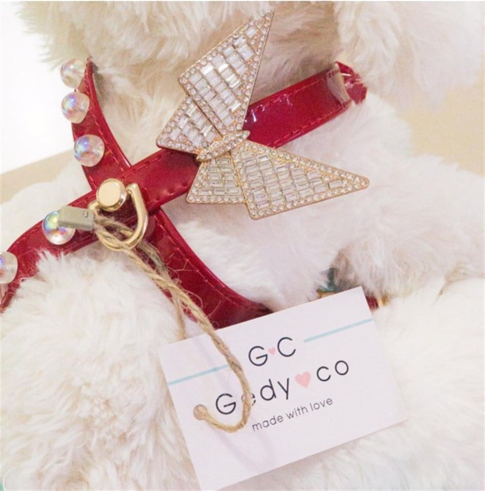 Gedyco Red Heart Bubble Küçük Irk Köpek Göğüs Tasması