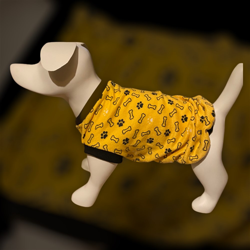 Kemik Desenli Sarı Triko Kazak