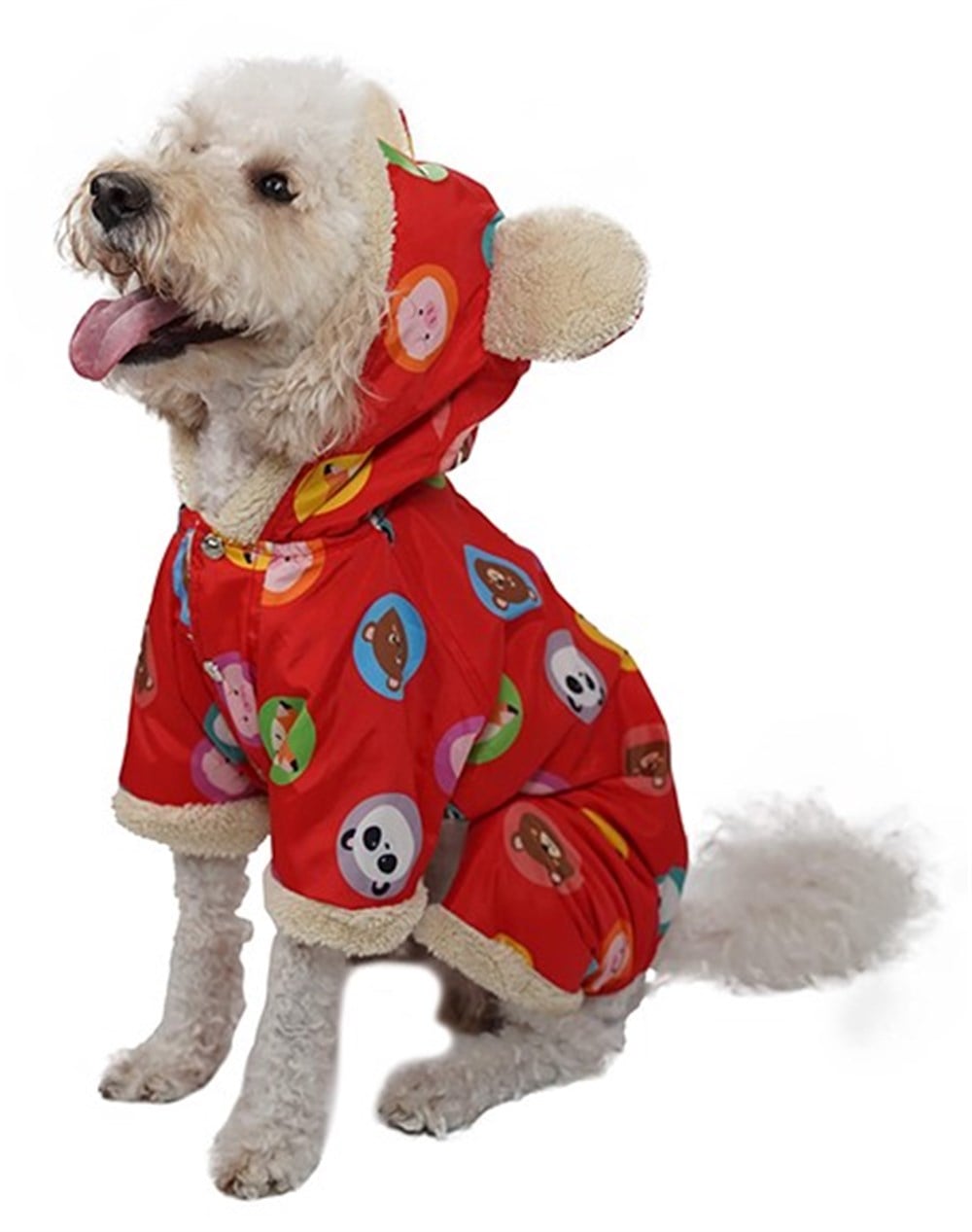 Pawstar Animals Red Küçük Köpek Pofuduk Tulum Yağmurluk