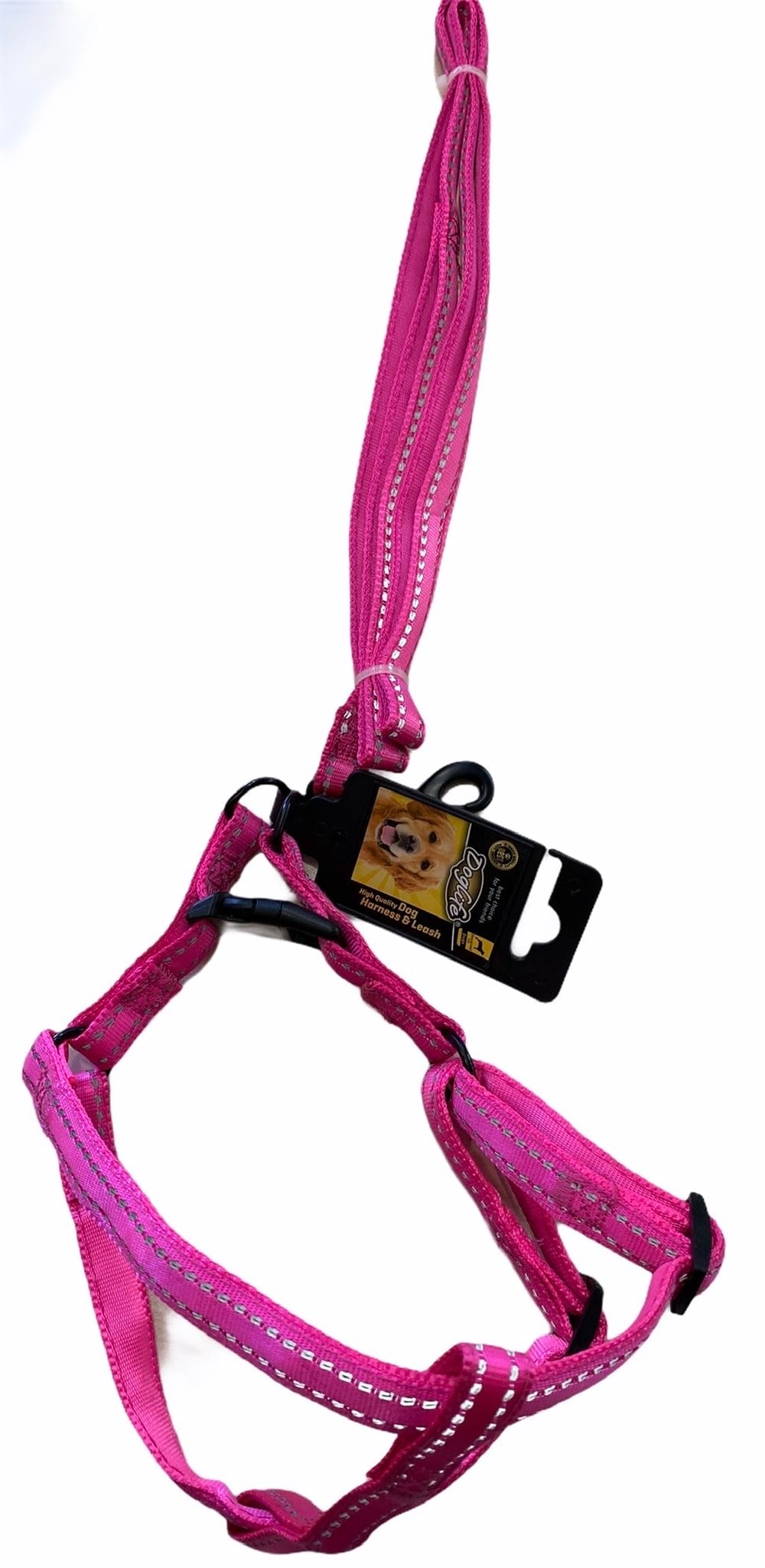 Doglife Neon Pembe Fosforlu Göğüs ve Gezdirme Tasma Seti (göğüs 35-50 cm)