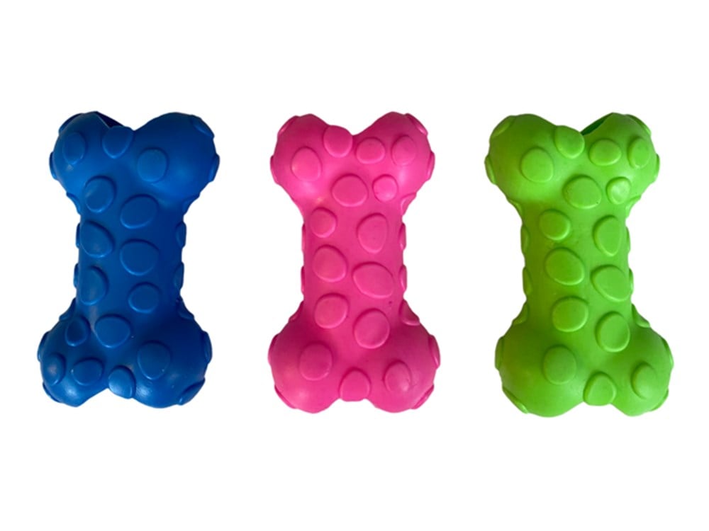Mini Çıkıntılı Yumuşak Kauçuk Kemik Köpek Diş Kaşıma Oyuncağı 8 cm (1 adet)