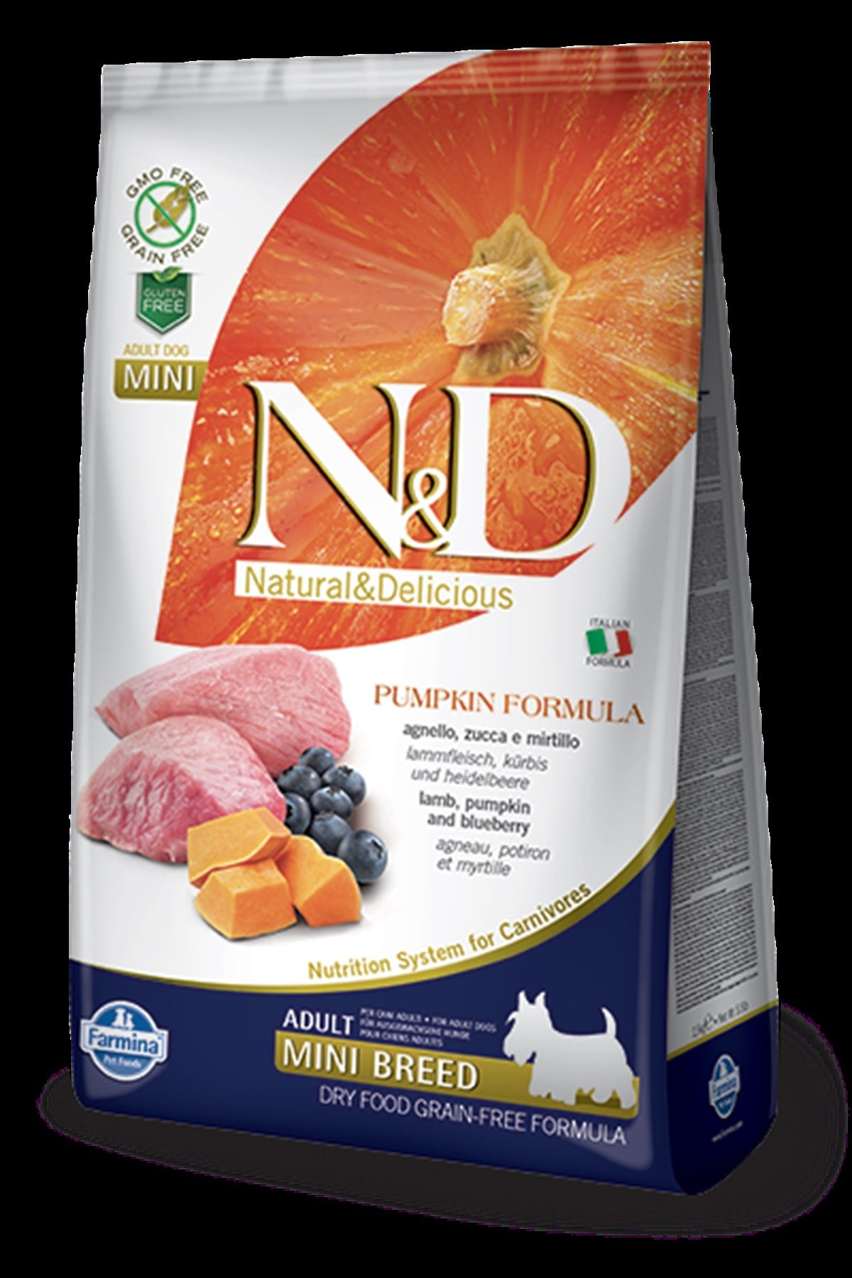 N&D Pumpkin Tahılsız 2,5 kg Bal Kabaklı Kuzu Etli Yaban Mersinli Küçük Irk Yetişkin Köpek Maması