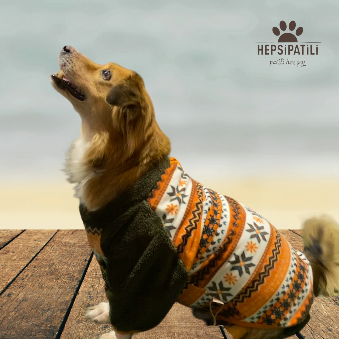 Gedyco Orange Snowflake Polar Büyük Irk Köpek Sweatshirtü (21 kg-50 kg arası köpeklere uygundur)
