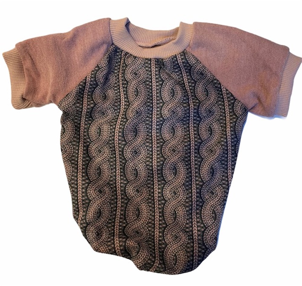 Saç Örgü Desenli Gri-Somon Triko Kazak