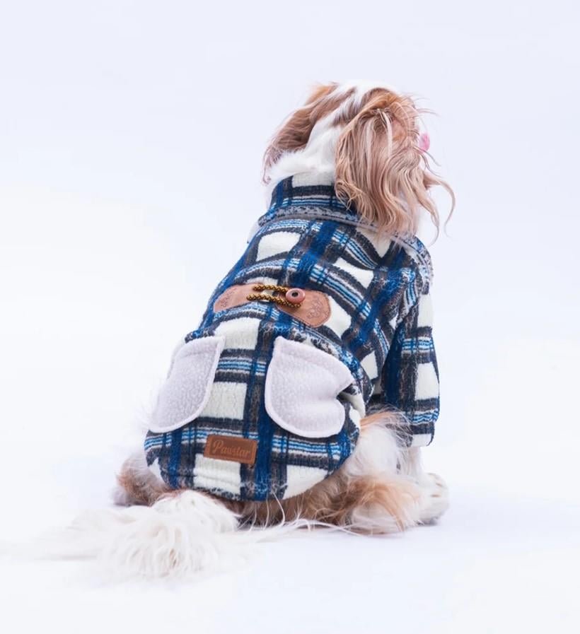 Pawstar Mavi Chicago Checks Küçük Irk Köpek Pofuduk Ceket