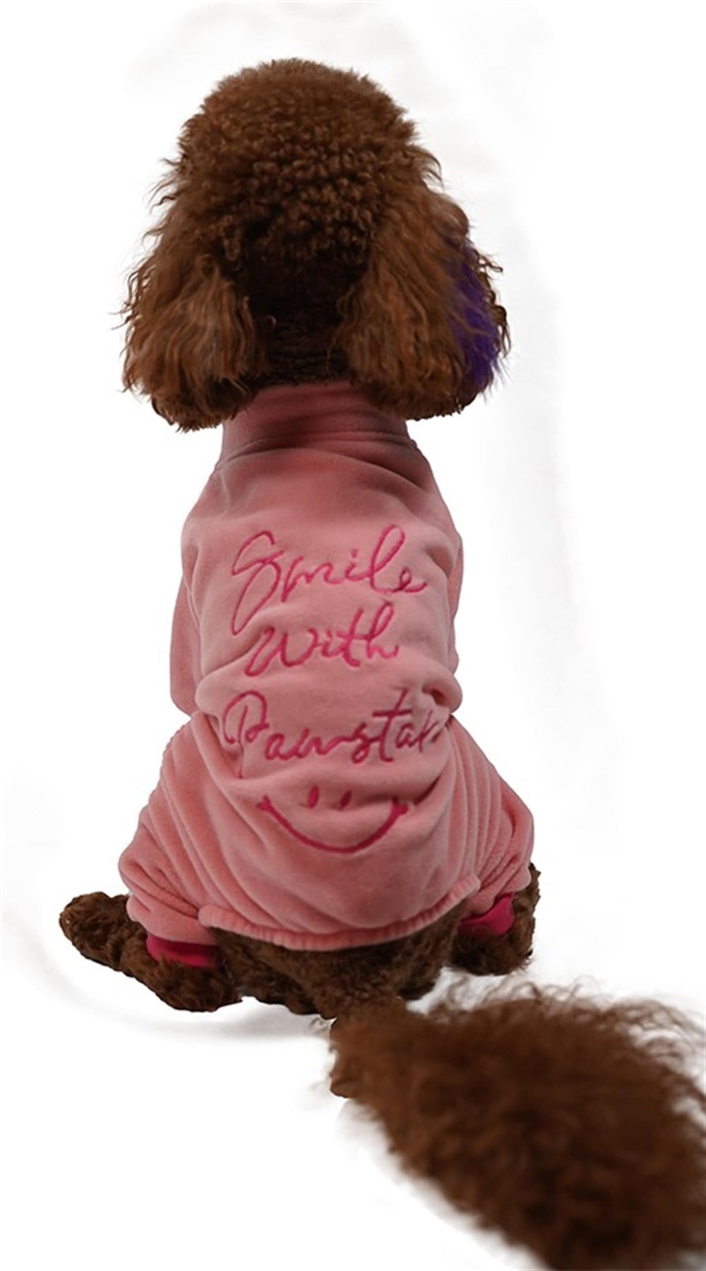 Pawstar Pembe Smile Kadife Küçük Irk Köpek Tulumu