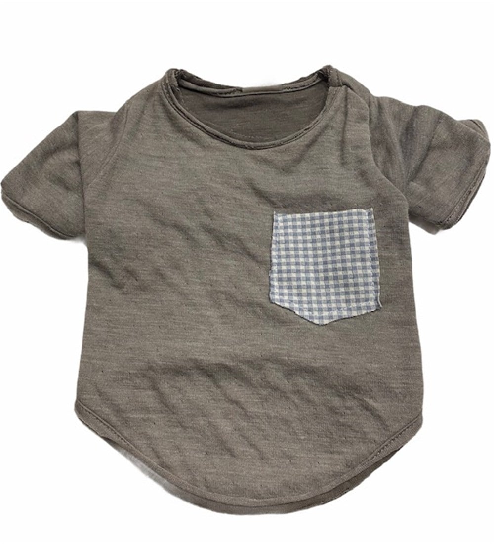 Minik Cepli Eskitilmiş Gri T-shirt