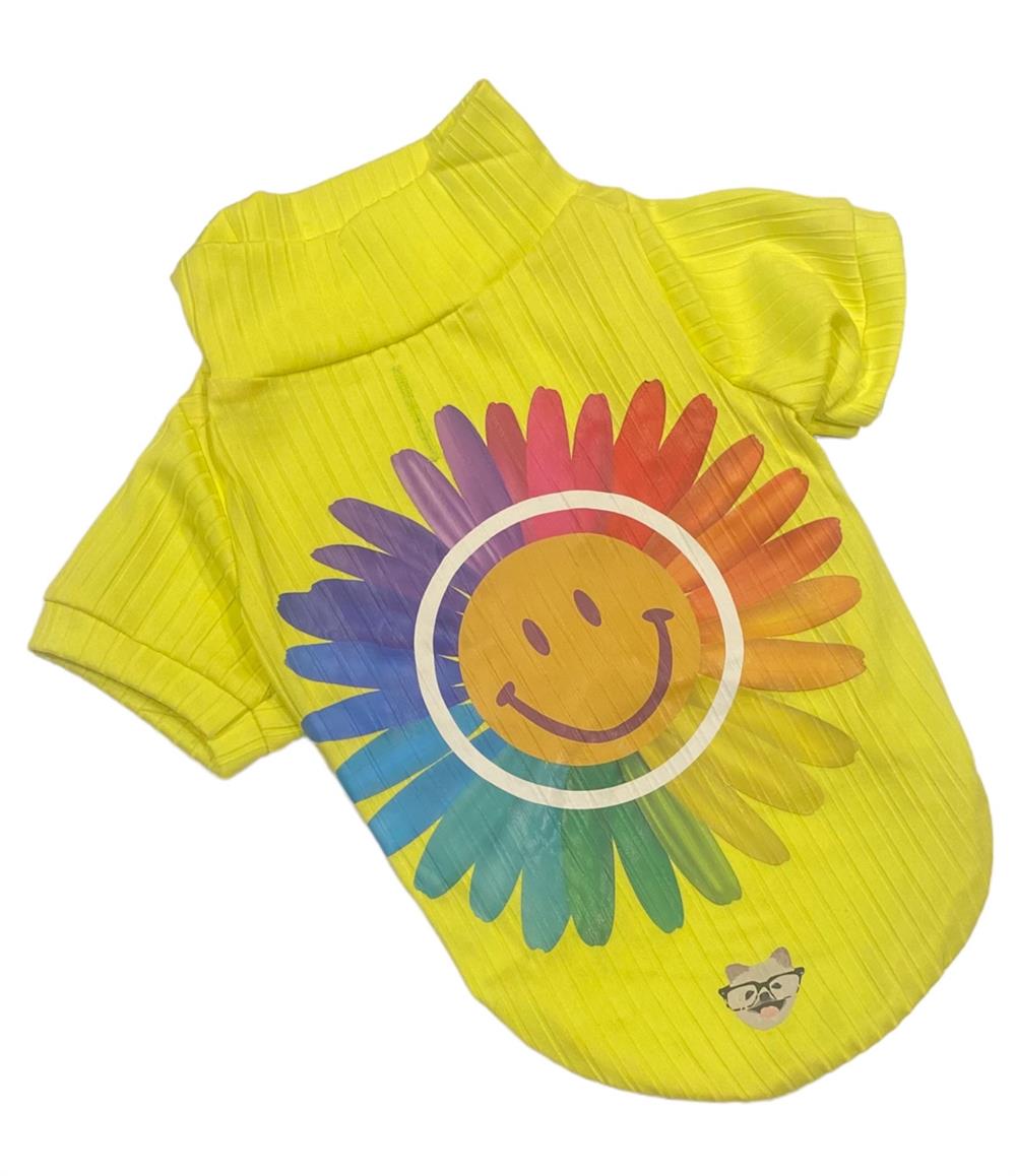 Smiley Esnek Küçük Irk Köpek T-shirtü (1 kg-12 kg arasına uygun bedenlerde)