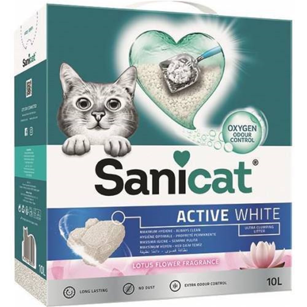 Sanicat Active White Lotus Flower - Lotus Çiçeği Kokulu Topaklaşan Kedi Kumu 6 lt