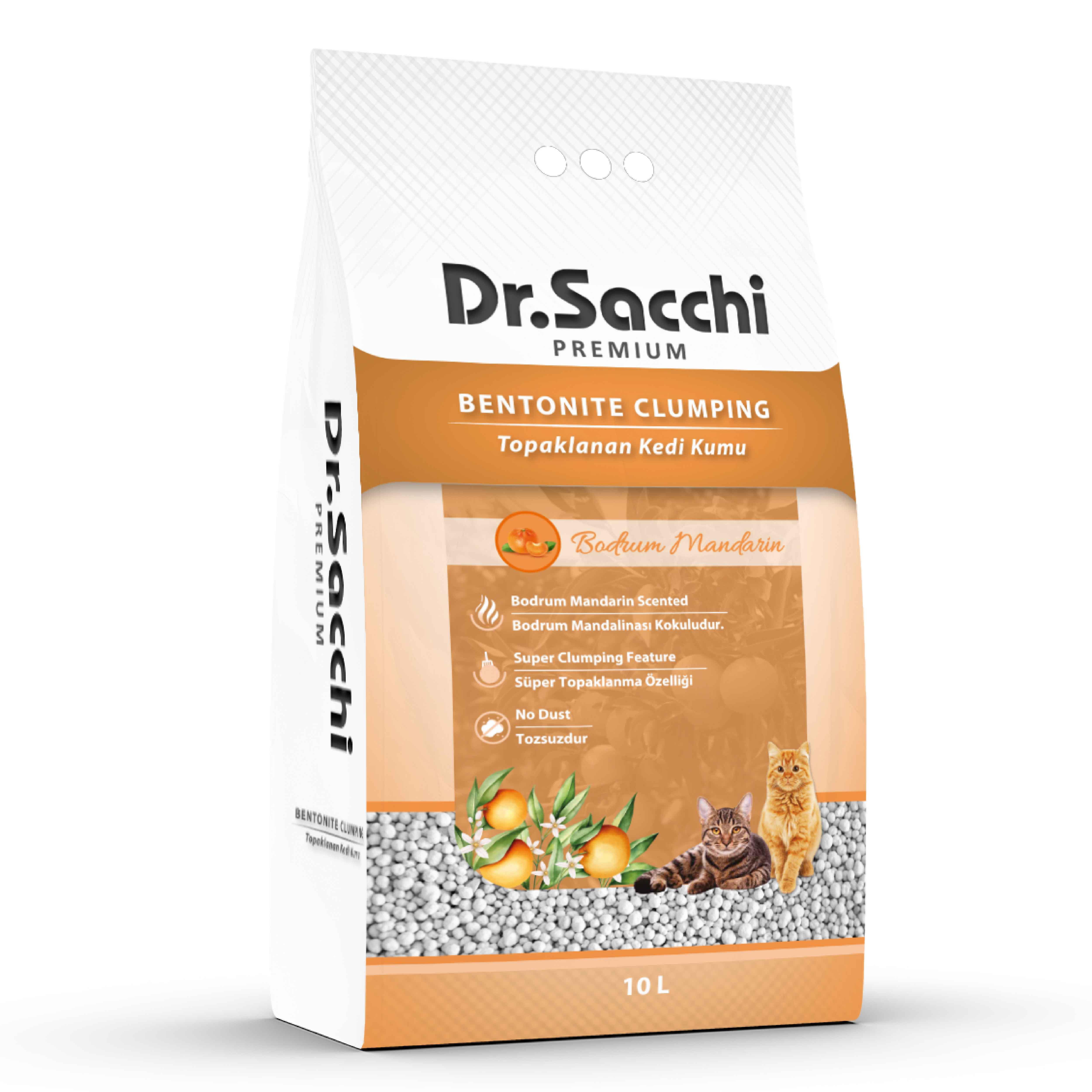 Dr. Sacchi Bodrum Mandalina Kokulu 10 Lt İnce Taneli Bentonit Kedi Kumu