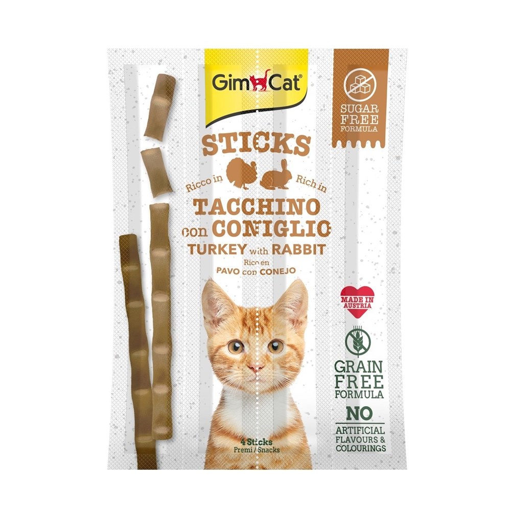 Gimcat Sticks Hindili ve Tavşanlı Tahılsız Kedi Ödül Çubukları 4lü 20 gr