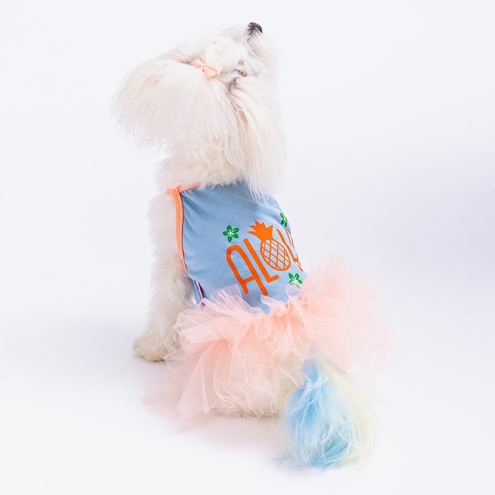 Pawstar Blue Aloha Kedi ve Küçük Irk Köpek Elbisesi