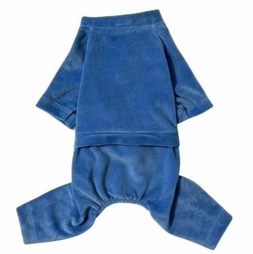 Gedyco Mavi Kadife Küçük Irk Köpek Tulumu