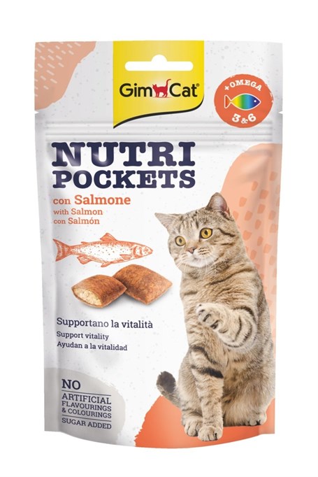 Gimcat Nutri Pockets Somonlu ve Omega 3 - 6 Vitaminli Kedi Ödülü 60 Gr |  Hepsipatili.com