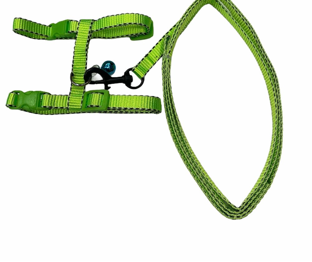 Reflektörlü Kedi ve Köpek Göğüs Tasma Seti Yeşil