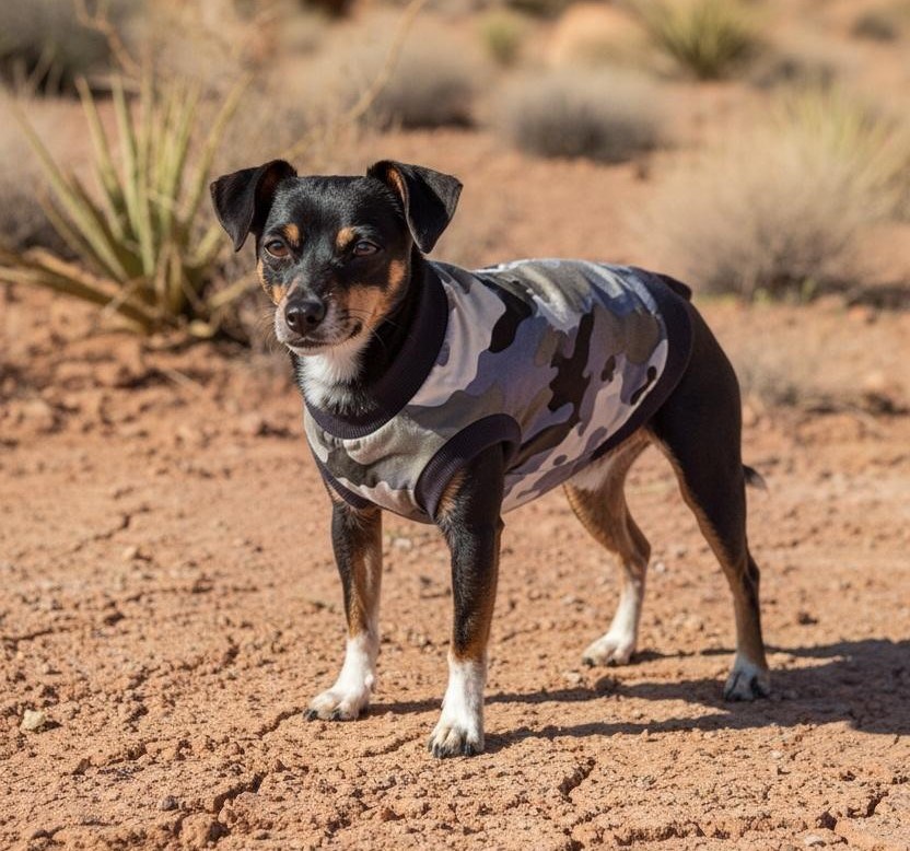 Miniş Kamuflaj Küçük Irk Köpek Ultra Esnek Penye T-Shirt