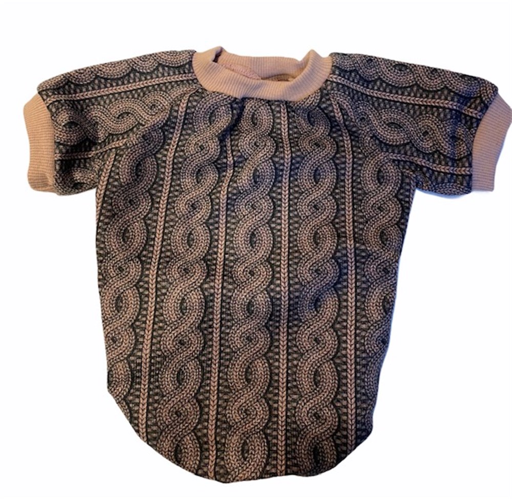 Saç Örgü Desenli Somon-Gri Triko Kazak