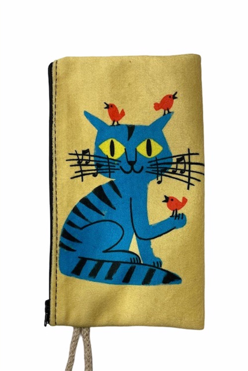 Mavi Müzisyen Kedi Cüzdan/Çanta 19 x 12 cm