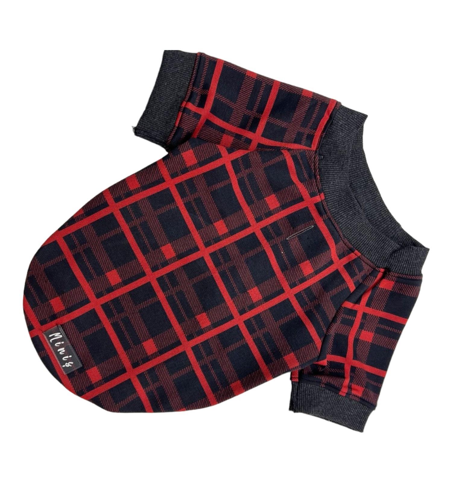 Miniş Kırmızı Çizgili Küçük Irk Köpek Sweatshirtü