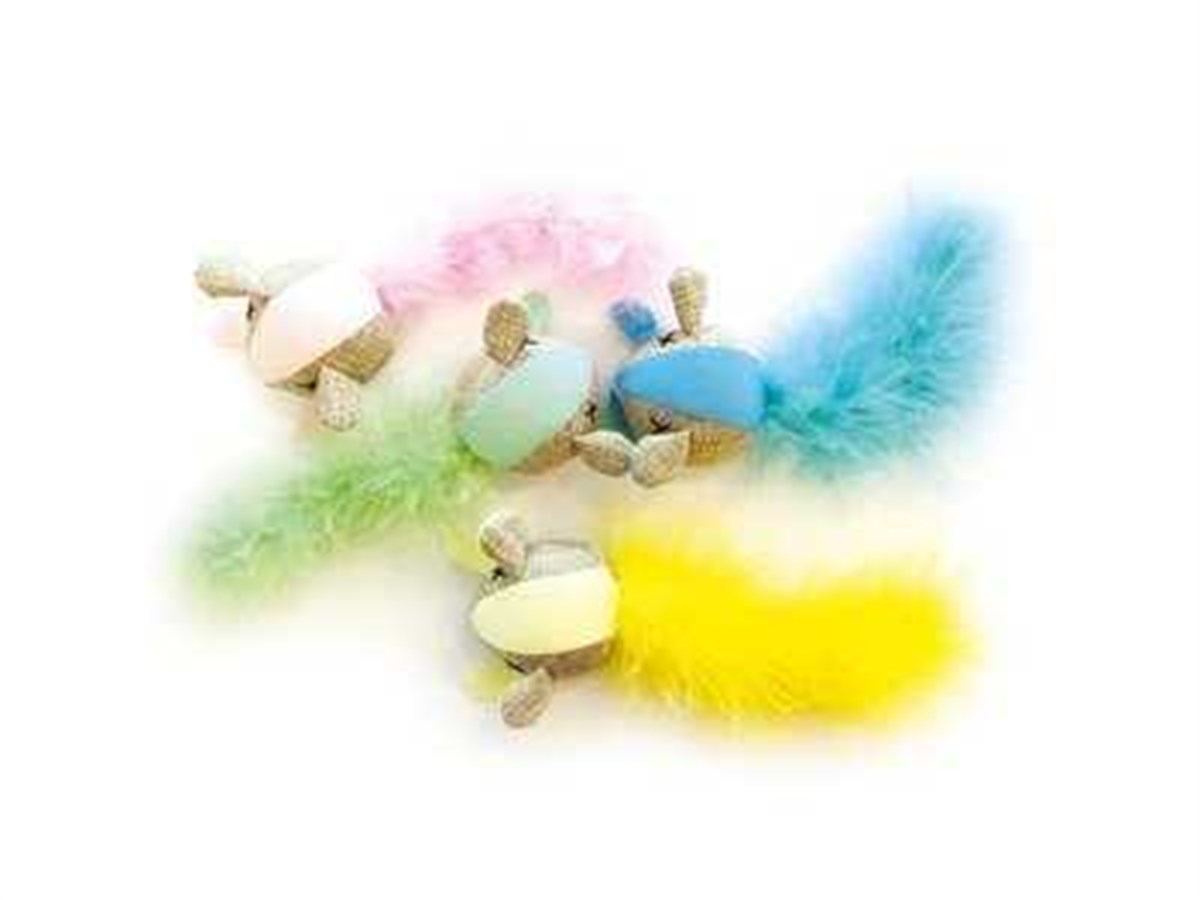 M-Pets Fare Şekilli Tüylü Keten Kedi Oyuncagı 17x7x4 Cm Yeşil 1 Adet