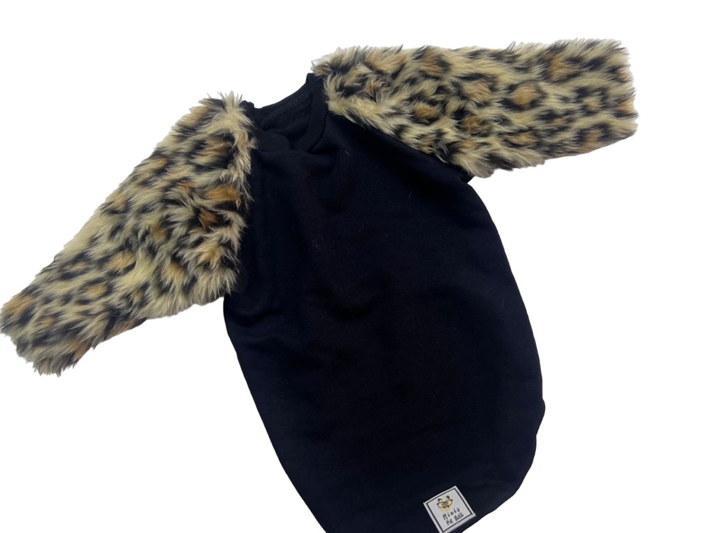 Leopar Kürklü Köpek Sweatshirtü (6,5 kg-9 kg arası köpeklere uygun bedenlerde)