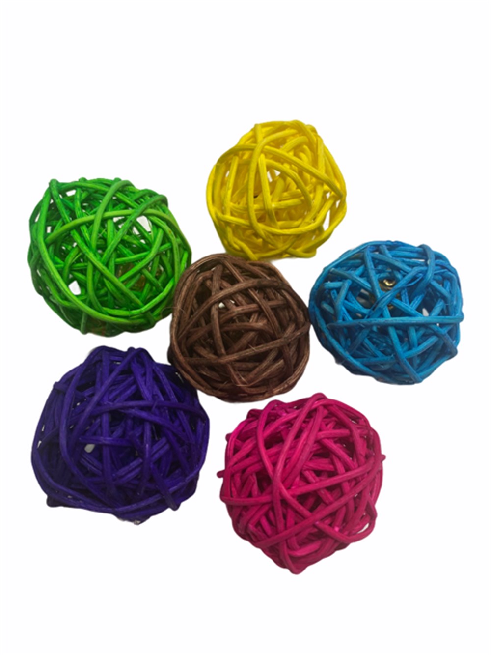 Zilli Sert Hasır Örgü Kedi Oyun Topu 6'lı Set