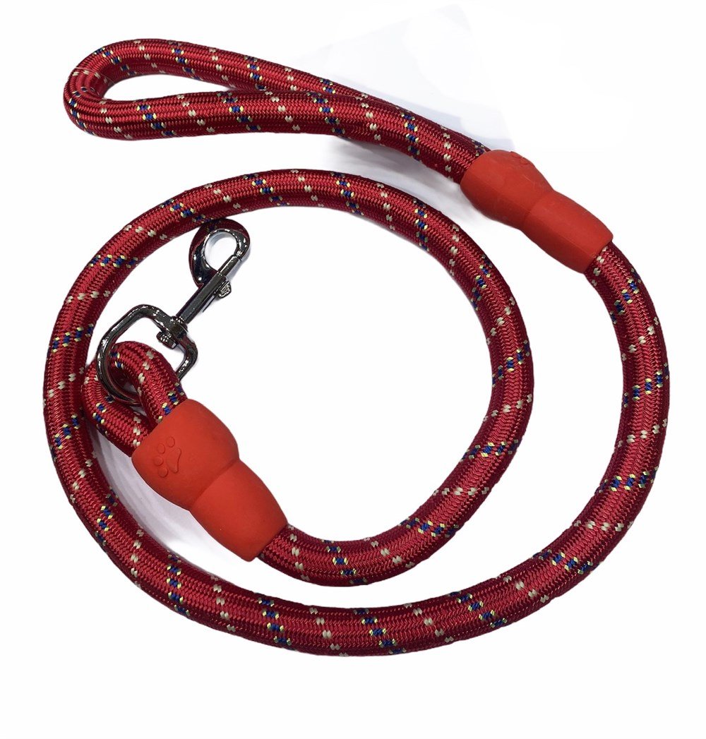 Reflektörlü Kırmızı Kalın Fitil Gezdirme Tasması 18 mm x 120 cm