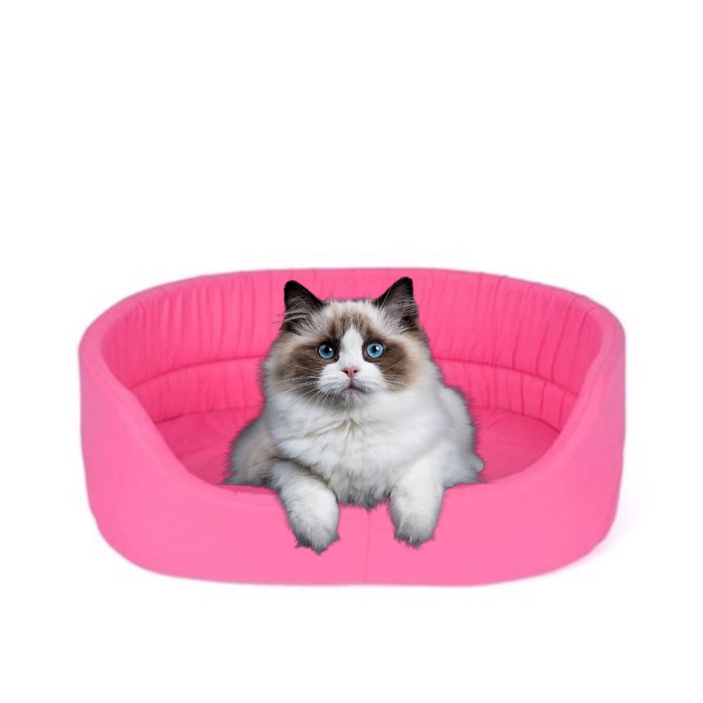 Pembe Kedi ve Köpek Yatağı 56x41x20 Cm