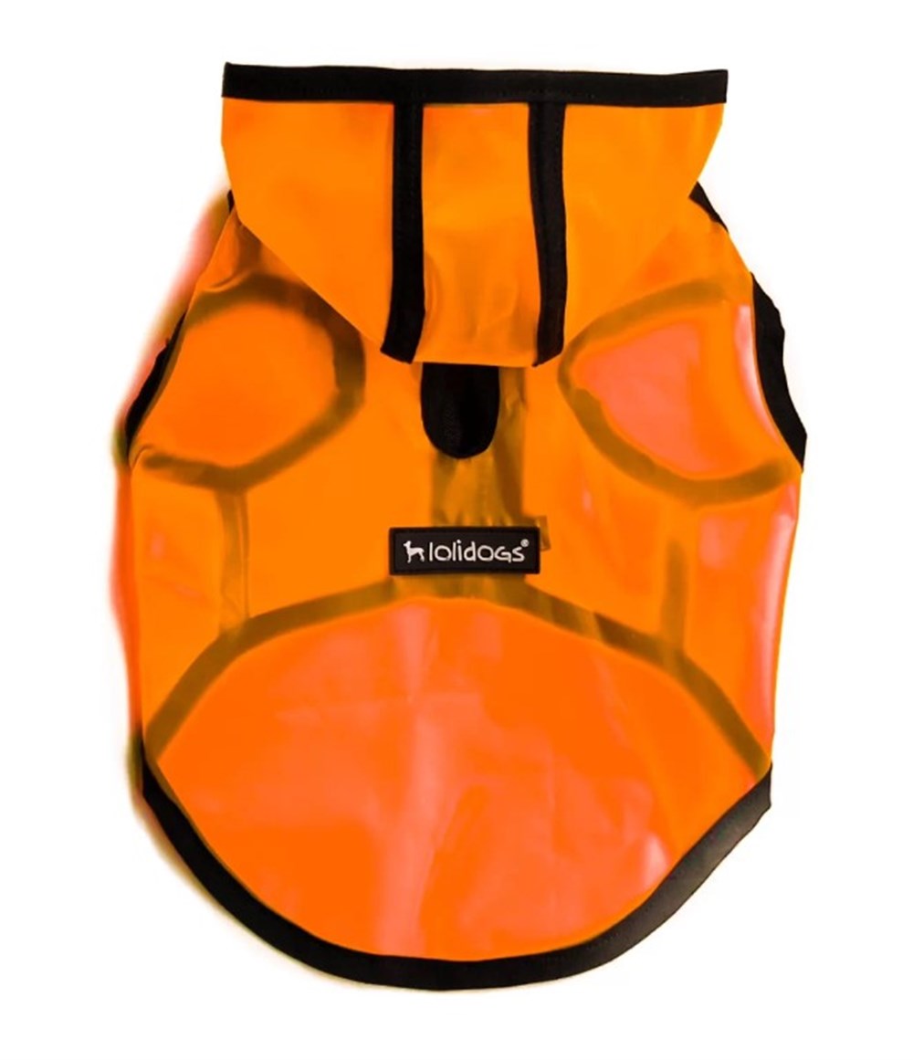 Lolidogs Şeffaf Neon Turuncu Köpek Yağmurluğu