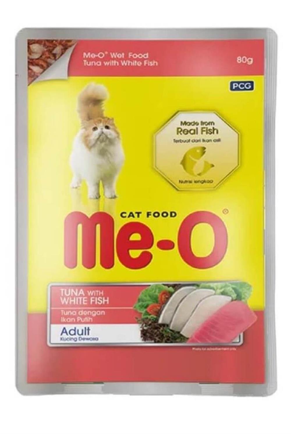 Me-O Jöle İçinde Ton Balıklı ve Alabalıklı Yetişkin Kedi Konservesi 80 Gr
