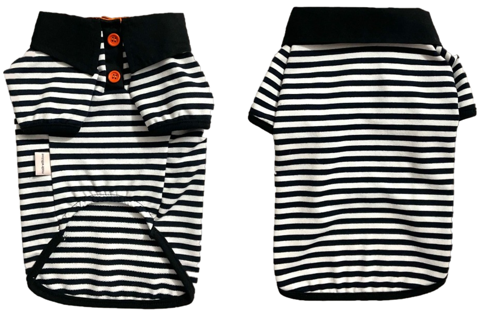 Gedyco B&W Striped Polo T-shirt (2 kg - 14 kg arasına uygun bedenlerde)