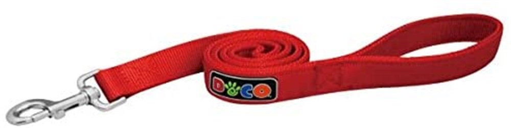 Doco Signature Çift Katmanlı, Büyük Irk Köpek Gezdirme Kayışı 2,5 cm x 120 cm Red L
