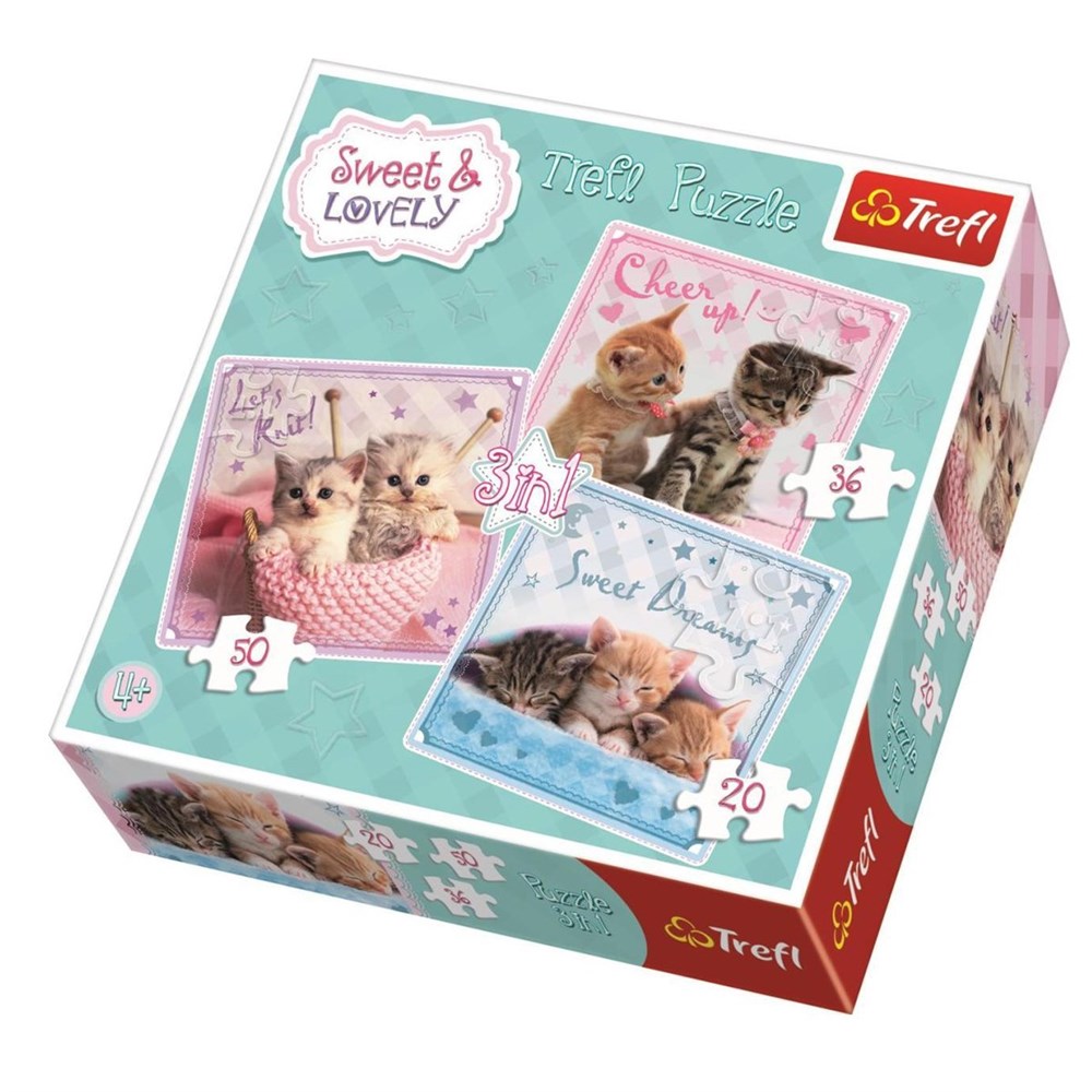 Tatlı Kedicikler 3'ü1 arada Puzzle