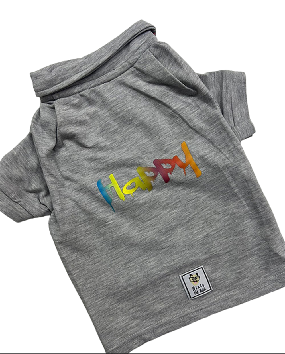 Happy Gri Küçük Irk Köpek Polo T-shirtü (6 kg-12 kg arasına uygun bedenlerde)