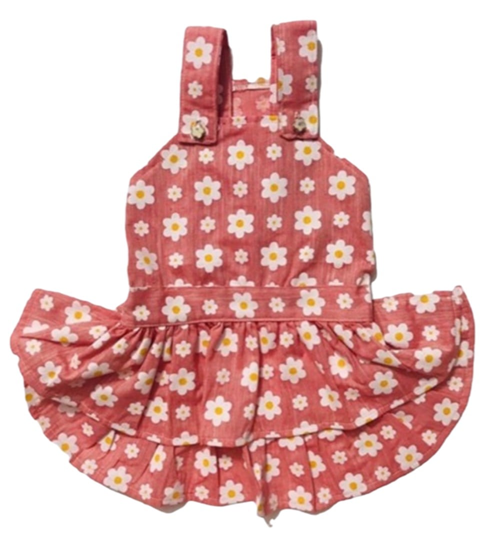 Gedyco Küçük Irk Köpek için Somon Papatya Salopet Elbise