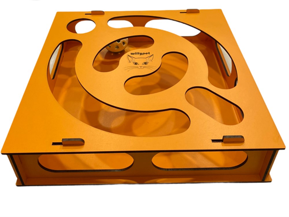 Turuncu Ahşap Labirent Kedi Oyuncağı