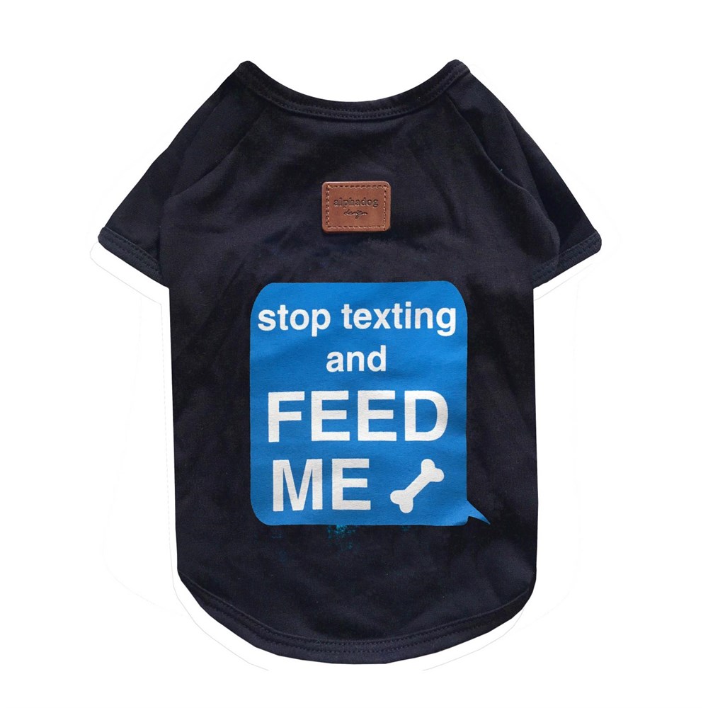 Alphadog Texting Black Küçük Irk Köpek T-shirtü (2 kg-6 kg arasına uygun)