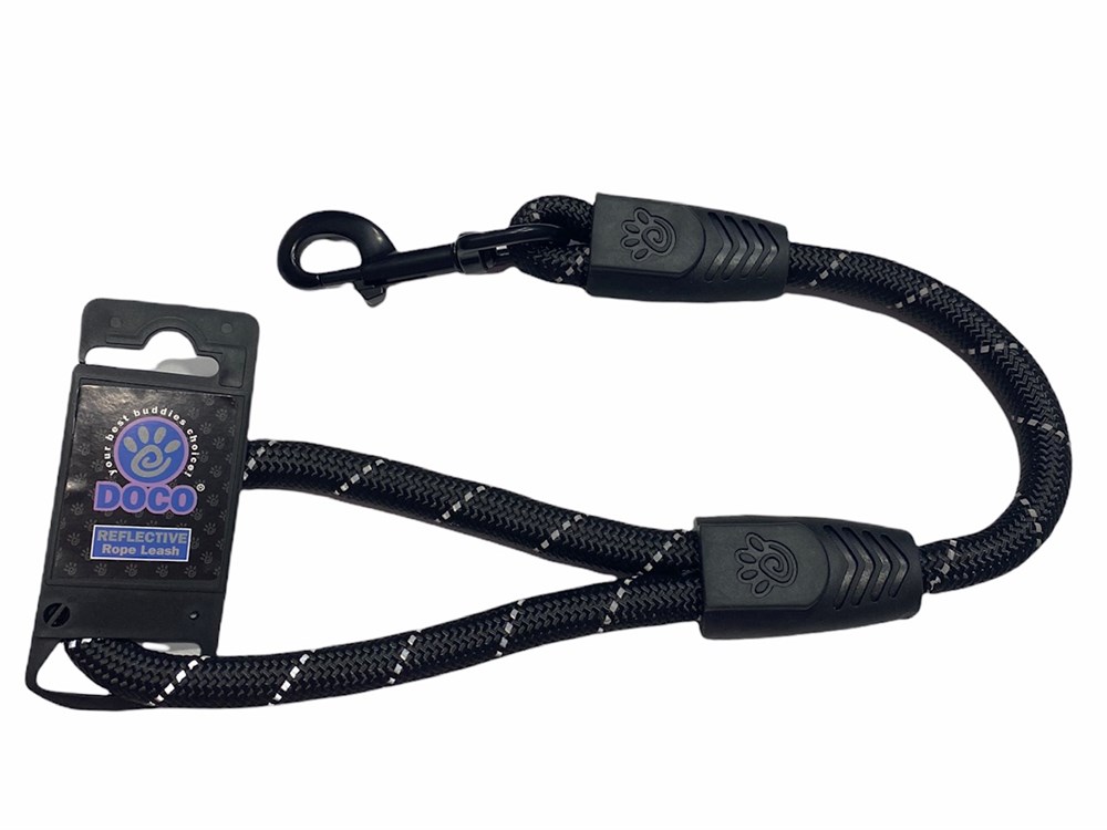 Doco Traffic Reflektörlü Siyah Kısa Halat Gezdirme Kayışı 13 mm x 50 cm