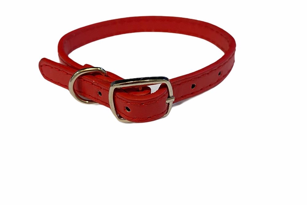 Kırmızı Deri Kedi ve Köpek Boyun Tasması
