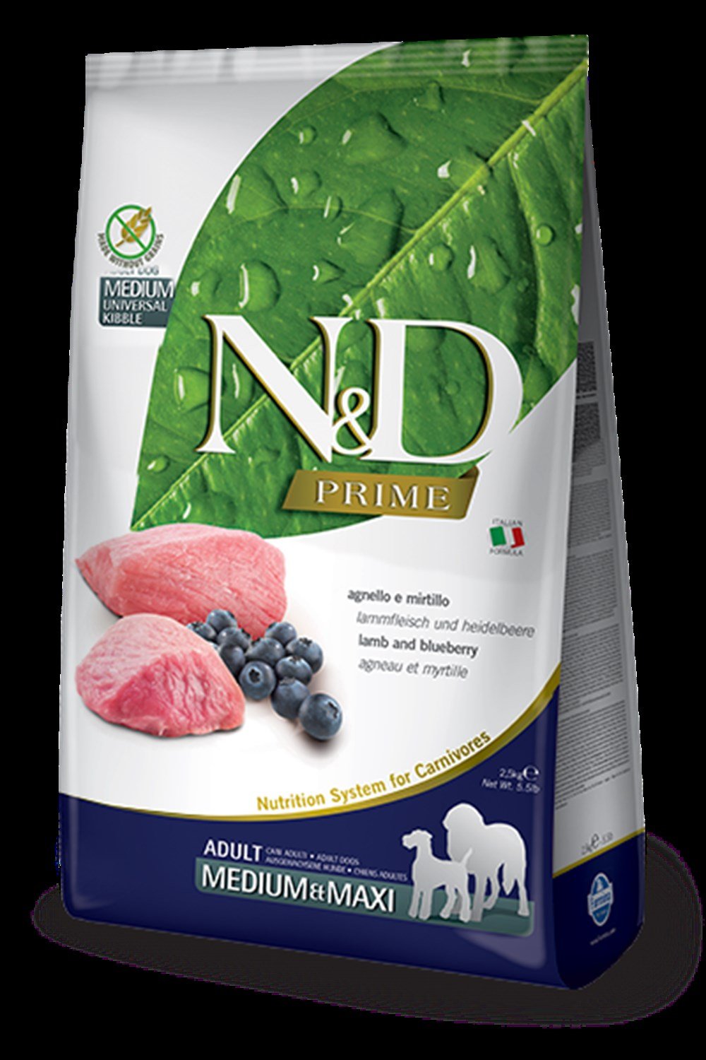 N&D Prime 2,5 kg Kuzu Etli Yaban Mersinli Tahılsız Orta ve Büyük Irk Yetişkin Köpek Maması