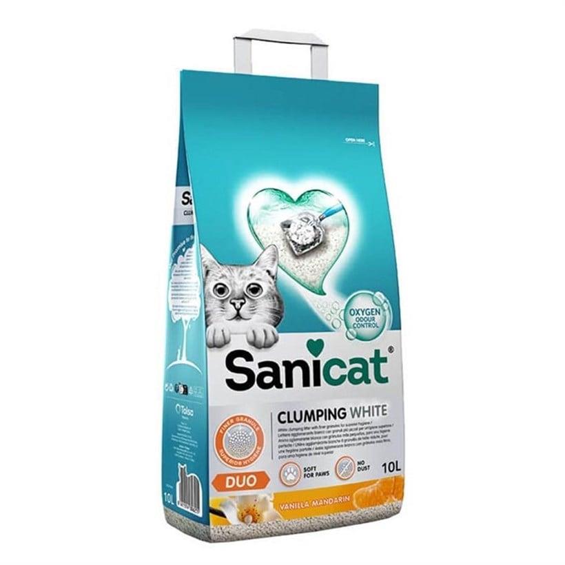 Sanicat Duo Vanilya ve Mandalina Aromalı Topaklanan (İnce Taneli) Kedi Kumu 10 lt