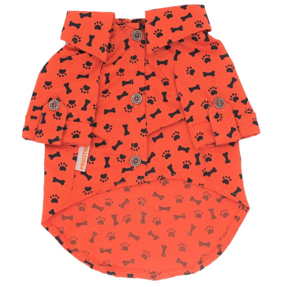 Pawstar Pati Desenli Turuncu Küçük Irk Köpek Gömleği