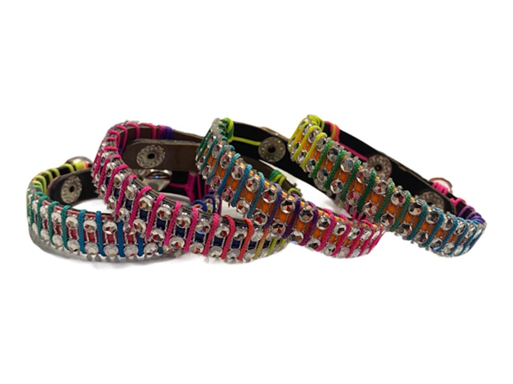 Renkli Taşlı Zilli Boyun Tasması