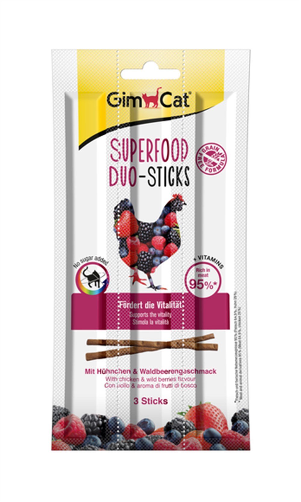 Gimcat Tavuklu ve Yaban Mersinli Tahılsız Kedi Ödül Çubuğu 3 x 5 gr