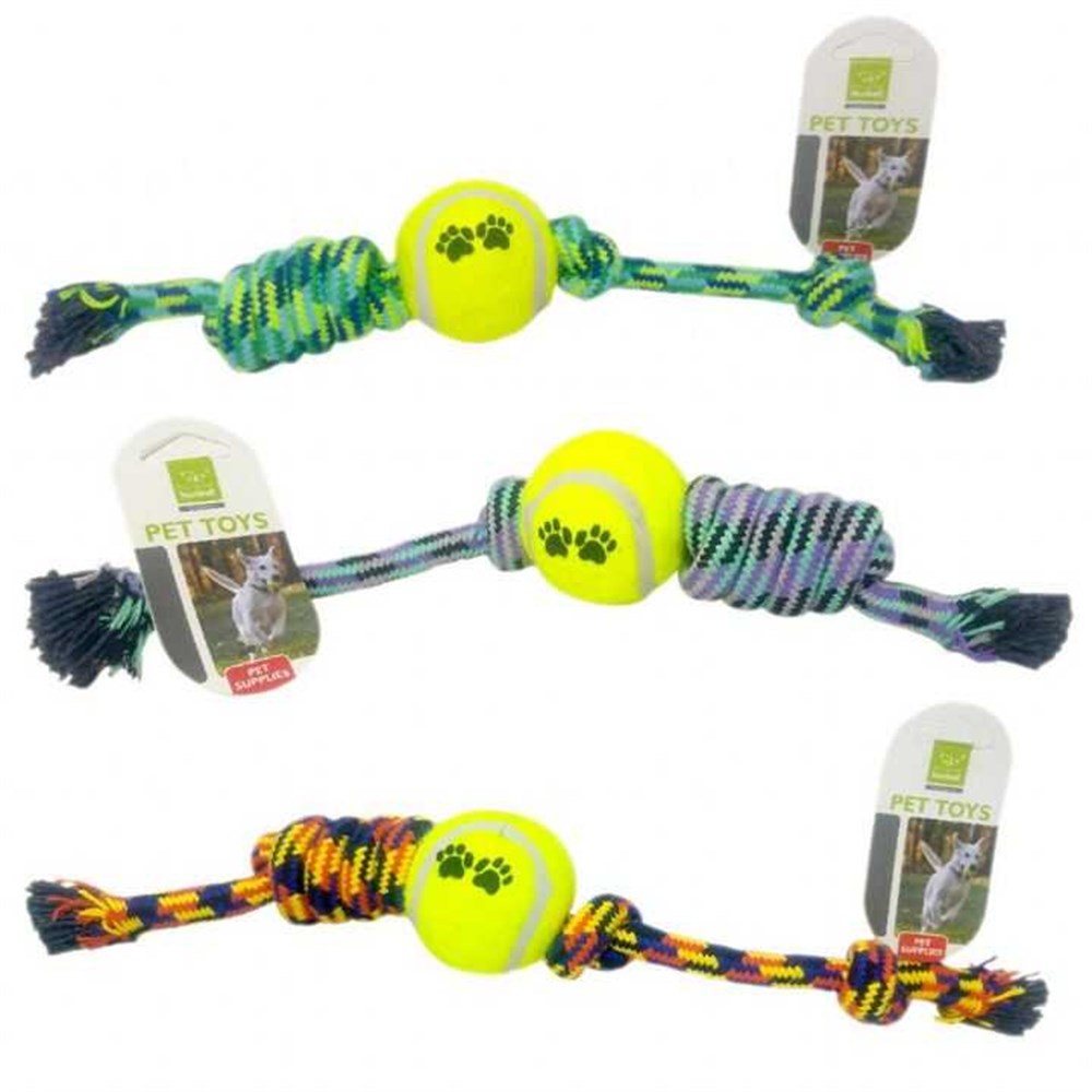 Nunbell Tenis Toplu Köpek Çekiştirme Oyuncağı Sert Diş İpi 38 cm (1 Adet)
