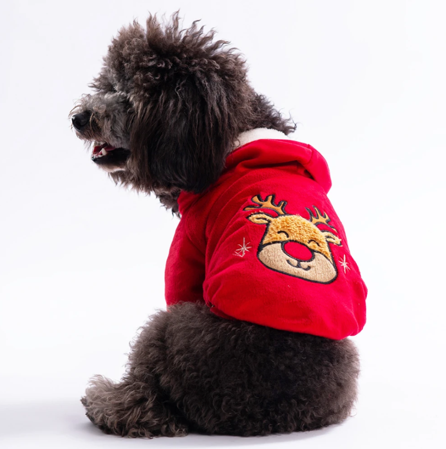 Pawstar Rudolph SoftHood Kapşonlu Peluş Küçük Irk Köpek Sweatshirtü