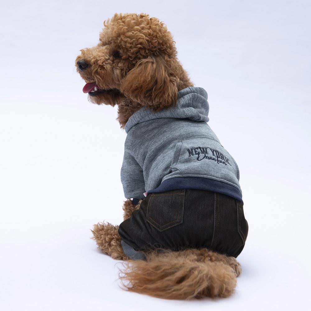 Pawstar Gri New York Küçük Irk Köpek Tulumu