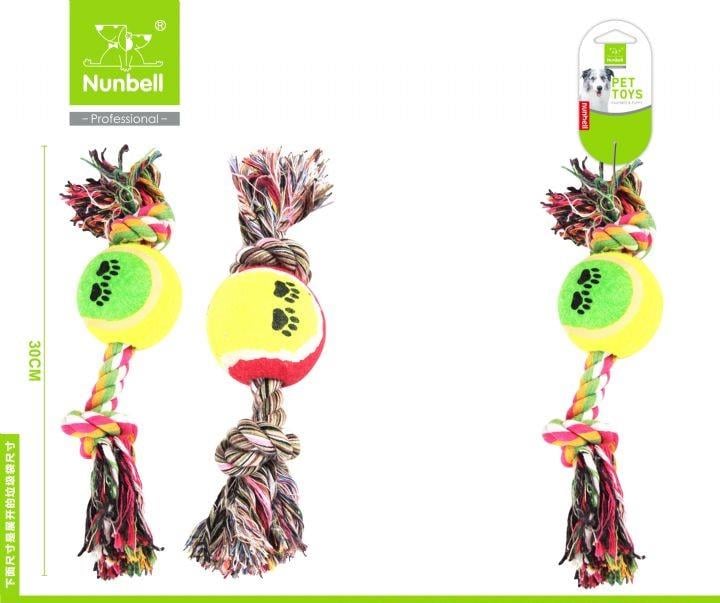 Nunbell Tenis Toplu Köpek Çekiştirme Oyuncağı Sert Diş İpi 30 cm (1 Adet)