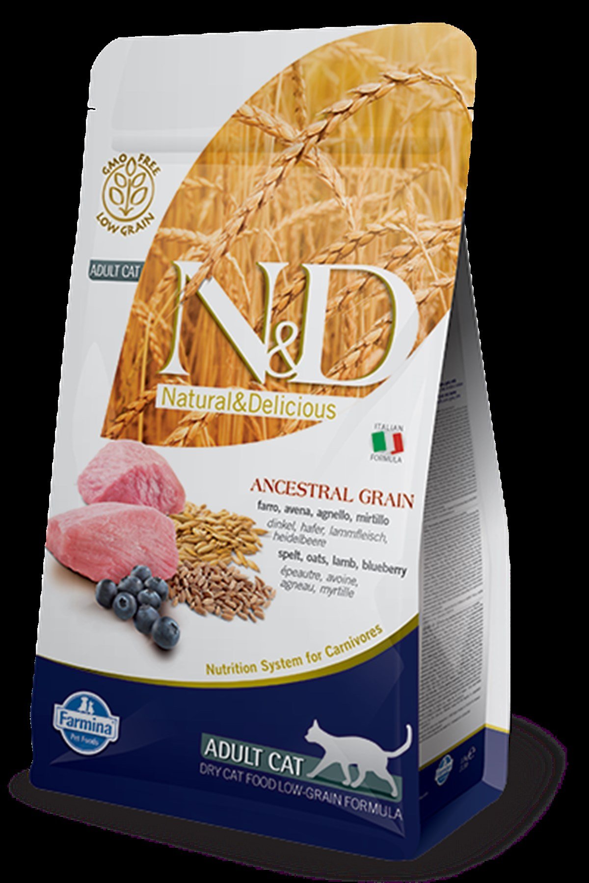 N&D Düşük Tahıllı 1,5 kg Kuzu Etli Yaban Mersinli Yetişkin Kedi Maması
